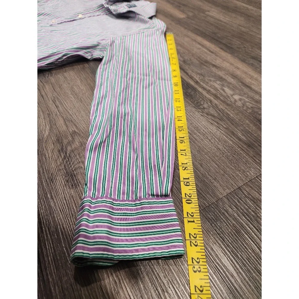 Polo Ralph Lauren Striped‎ Classic Fit Button Down Shirt Purple Green 15 1/2